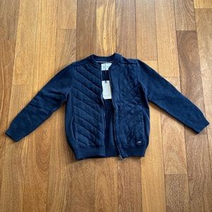 NWT Zara Boys Blue Zip-up Quilted Sweater, Size 8